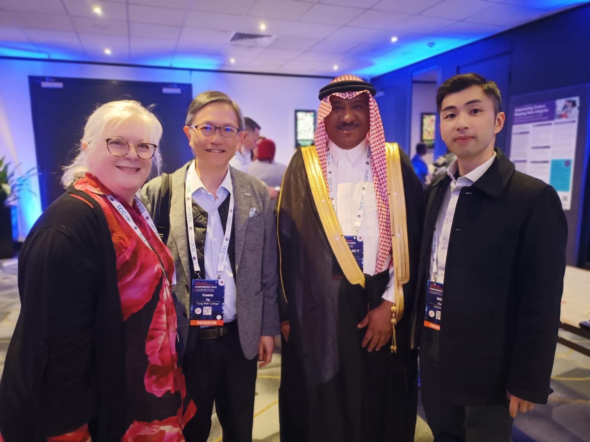 Louise (Board Member of HIMAA), Fowie (President of GBAHIMA), President of Saudi HIMA, Willy (VP of GBAHIMA)